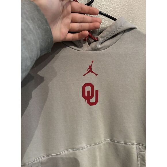 Jordan Oklahoma Sooners Lightweight Hoodie Pullover Mens Medium Gray - Picture 4 of 11